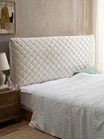 TEXSTEAD Samt Bettkopfteil Bezug & Betthussen Set – All-in-One Design, elastische & wattierte Staubschutz-Hülle als dekorative Abdeckung für gepolsterte Kopfteile, waschbar in Beige (ca. 150x70 cm)
