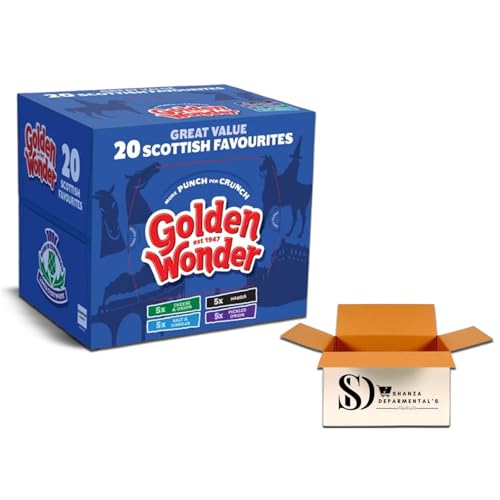 Golden Wonder Scottish Favourites Crisps Multipack 20 Bags Cheese & Onion Salt & Vinegar Pickled Onion & Haggis Flavour Great Value Assorted Potato Crisps