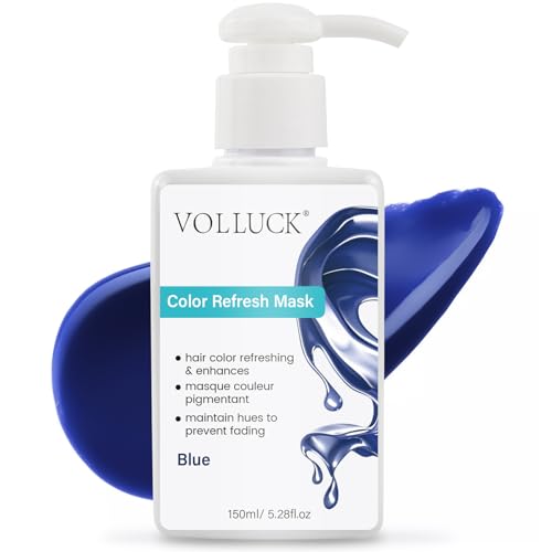 VOLLUCK Color Depositing Conditioner, 3-in-1 Cruelty-free Color Depositing Hair Mask for Enhances Shine & Softness, Non-foaming for All Hair Types (Blue, 5.28 Fl oz)