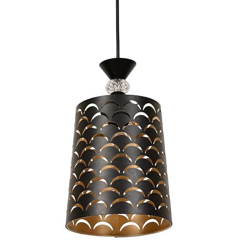 Image of Groeien Pack of 2 | Black Finish Metal Crystal Hanging Pendant Ceiling Lamp Fixture | Chandelier for Home, Indoor, Outdoor,Living Room, Bedroom(Bulb not Included) (DeepArc Light, 2)