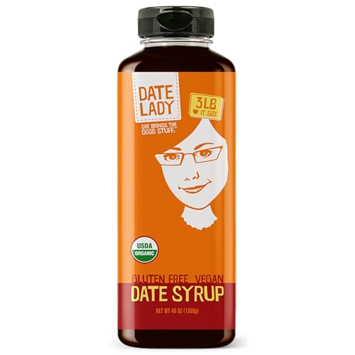 Date Lady Date Syrup 3 lb Squeeze Bottle | 1 ingredient: 100% Organic Dates. Vegan, Paleo, Gluten-free & Kosher | Also Known As Silan, Date Honey and Date Nectar | Sugar Substitute