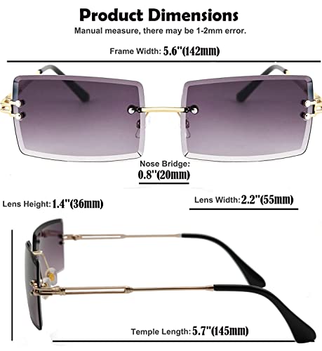 Image of Rectangle Sunglasses for Women Men Fashion Retro Rimless Frameless Tinted Lens Sun Glasses Shades 2026 Stylish