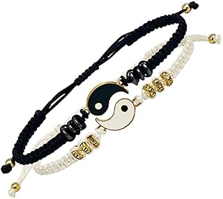 ShiQiao Spl Ying Yang Bracelet for Women Men Cord Bracelet for Best Friend Birthday Christmas Gifts for Boyfriend Girlfriend Matching Bracelets for Couples 2 Pcs