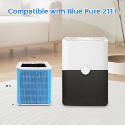 Image of 211+ AllergenBlock Filter Compatible with Blue Pure 211+ | For 211+ & 211+ Auto, 2 Stage Filtration System of Filter and Activated Carbon Filter, Removes Pet Dander & Odors, 1 Pack