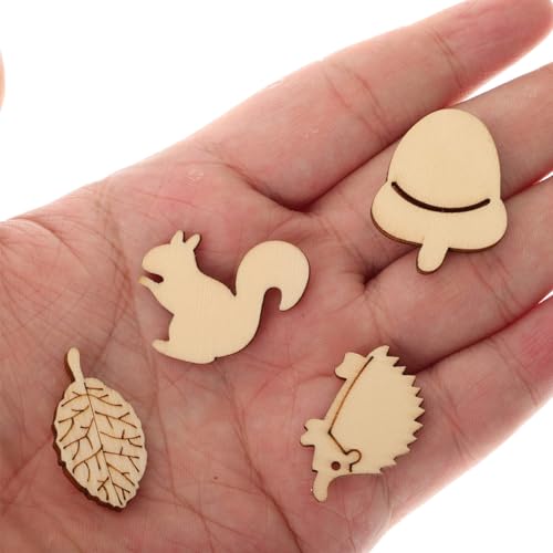Garneck 50 Pieces of Mini Wood Slices Unfinished Wooden Slices of Animals and Plants - Image 2