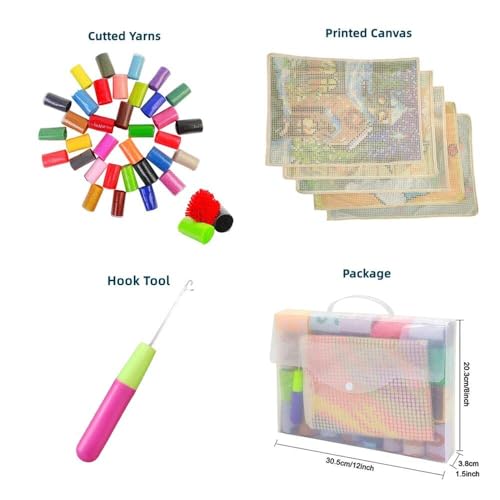 Image of Rose Latch Hook Kits Pillow Crochet Yarn Rug Pre-Printed Cushion DIY Needlework Pillowcase Hook and Latch Kit Christmas Home Sofa Decoration 43x43cm