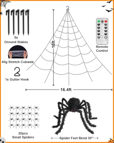Amazon – 16.4-Ft Lighted Halloween Spider Web w/ 48-Inch Spider - image 5