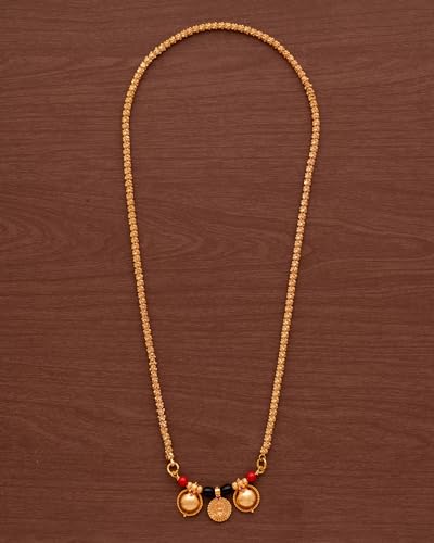 Image of Radha's Creations Women's 1 Gram Gold Plated Copper Mangalsutra with Chain 24 inch and Vati Tanmaniya