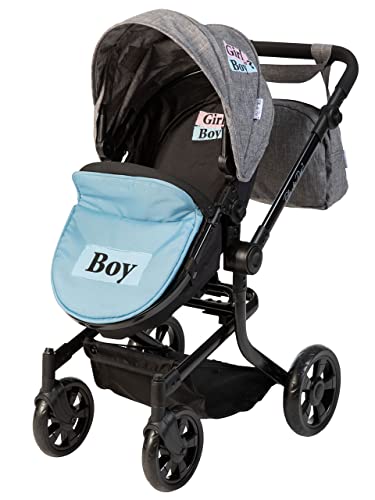 ELLA & PIET® Puppenwagen MOOVE4 mit Wickeltasche 2in1 Girl und Boy (Schwarz-Grau) – Bild 8