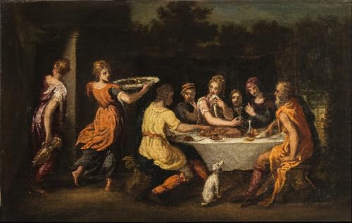 Prints toile peinture murale les anges d'Andrea Schiavone pour salon de standing