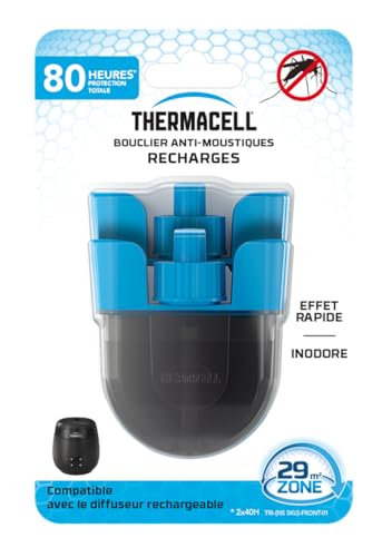 THERMACELL Ricarica liquida anti zanzare e zanzare Tigri, protezione efficace 29 m², compatibile con scudi, durata 80 ore, inodore, 1 confezione da 2 unità