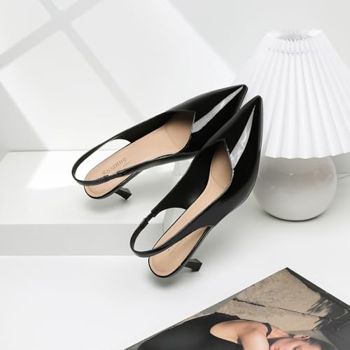 Image of Susanny Kitten Heels for Women Closed Pointed Toe Slingback Shoes
