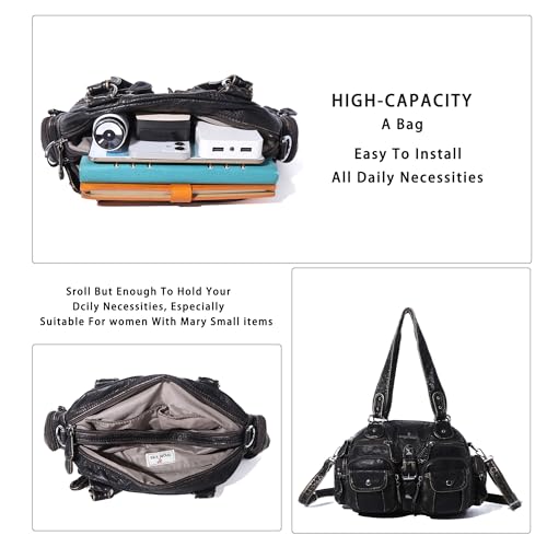 Image of Angel Kiss Hobo Crossbody Purses for Women Shoulder Bag Multipocket Soft Hobo Purses Removable Strap Leather Handbags