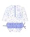 RuffleButts Baby Girls UPF 50+ Sun Protection Floral Printed Long Sleeve One Piece Rash Guard Swimsuit with Zipper - Periwinkle Butterfly Garden, 6-12m