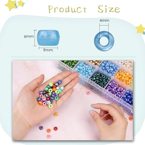 Image of Greentime Pony Beads kit,Bright Pearl Craft Beads for Friendship Necklace