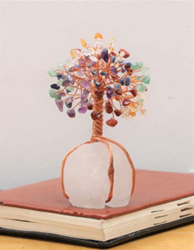 Image of Crocon 7 Chakra Crystals Tree of Life with Quartz Base, Birthday Gifts for Women, Men, Crystal Room & Home Decor, Birthday Gifts for Mom, Crystals and Healing Stones for Sister Presents, Money Tee
