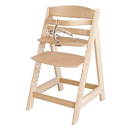 trona roba Sit Up III, silla autoajustable utilizable como trona para bebé y como silla juvenil, en madera maciza, acabada en madera natural