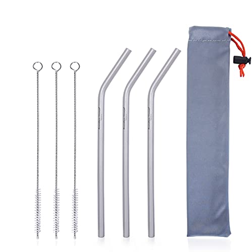 iBasingo Titanium Crooked Drinking Straw with Cleaner Brush