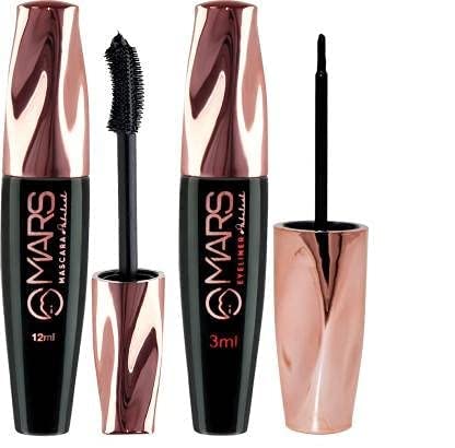 MARS 4 In 1 Fabulash Mascara & Eyeliner, Black, 12 ml + 3 ml, 2 Count