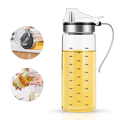 FARI Olivolja dispenser flaska – 500 ml, blyfritt glas matlagning olja vinäger mätning cruet med handtag för kök och grill