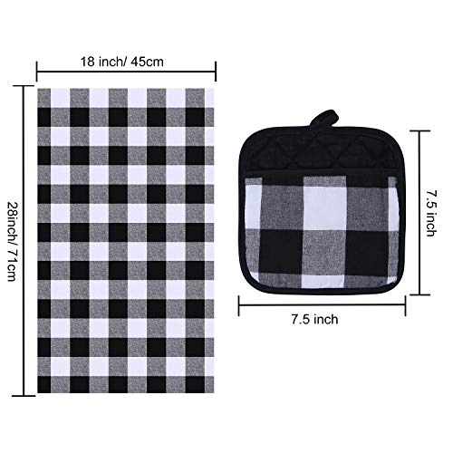 Aneco 4 Pack Check Plaid Dish Towels Pot Holders Oversized 18 X 28 Inches Cotton Kitchen Dish Towels Fast Drying Cotton Tea Towels Check Plaid Gift Set #TOP2