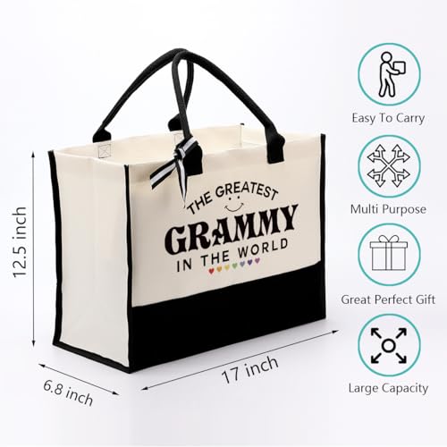 Grammy Tote Bag Gift, The Greatest Grammy In the World, Grammy Gift Utility Tote, Cotton Canvas Tote Bag, Inspirational Gift for Grammy, Grammy Birthday Gift, Mother's Day Gift for Her Women Grammy2