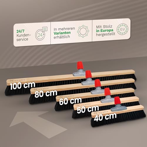 Novaliv Saalbesen 40 cm mit Stiel Borsten Rosshaarbesen Besen fein mit stiel Ideal als Werkstattbesen Hallenbesen Industriebesen Hausbesen Naturhaarbesen Zimmerbesen Haarbesen Stubenbesen Besen weich
