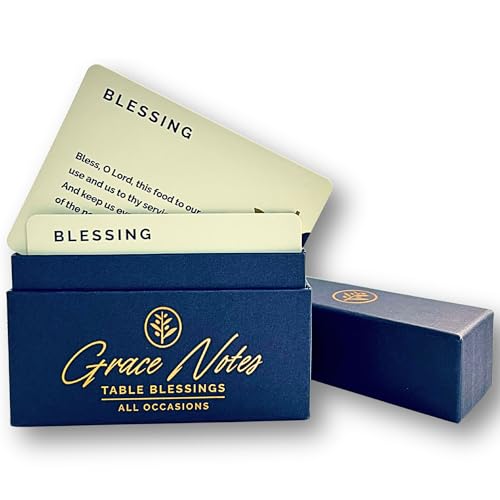 grace notes Table Blessings Cards – 50 Christian Mealtime Prayers, Scripture-Inspired Dinner Blessings for Families, Gratitude Cards with Keepsake Box, Faith-Based Gift