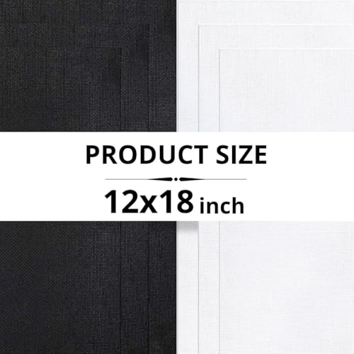 Image of 6PCS Aida Cloth 14 Count Black & White - Cotton 14 Ct Aida Cloth 12x18 Inch Cross Stitch Fabric Kit for Needlework and Embroidery (3PCS Black and 3PCS White)