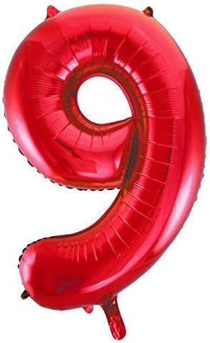Red Number 9 Shaped Large Foil Balloon (86cm) 1 Piece - Perfect for Birthday Parties and Special Events, 86 cm - Image 4