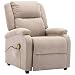 Produktbild vidaXL Massagesessel Elektrisch Heizfunktion Fernsehsessel Relaxsessel Liegesessel Ruhesessel Polstersessel TV Sessel Shiatsu Cremeweiß Stoff