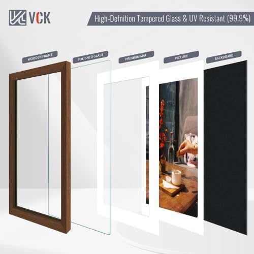 Image of VCK 12x18 Frame 5 Pack, Brown Wood, 11x17 Mat, Glass, for Picture Prints