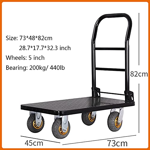 Chariot à plateau en acier robuste avec poignée ergonomique pliable