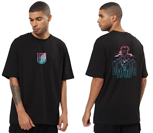 Image of Be Crazy Oversized Loose Baggy Fit Drop Shoulder Half Sleeves Pure Cotton Anime Graphic Printed T-Shirt for Men