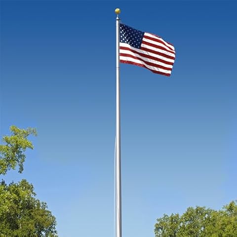 Super Tough Commercial Grade Sectional 25ft Flagpole - Clear Finish | 2 Times Thickness of Residential Poles with Perfect Commercial Quality | Outdoor Flagpoles for 4' x 6' American Flag Cover