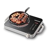 YINGENKOE Electric Burner 1800W Hot Plate with 7.5' Ceramic Glass Cooktop Up Quickly for Easy Cleaning Electric Stove Compatible with All Cookware Suitable for Picnics, Mocha