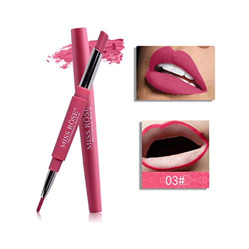2 In 1 Lipstick Pen, Women Lip Liner Double End Head Lasting Lip Liner Stick Pencil Lipstick
