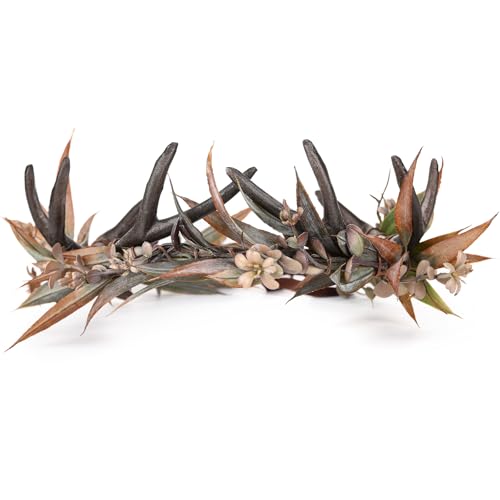 Serre-tête fleurs d'elfe avec bois de cerf et couronne gothique de sorcière