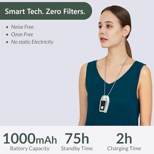 Image of GRIVAK Wearable Air Purifier I Portable Personal Air Cleaner | 75H Battery Life,2H Fast Charge| Noise-Free| For Travel, Flights, Gym, Car, Home, Office| Protects from Airborne Germs,Dust &Pollutants