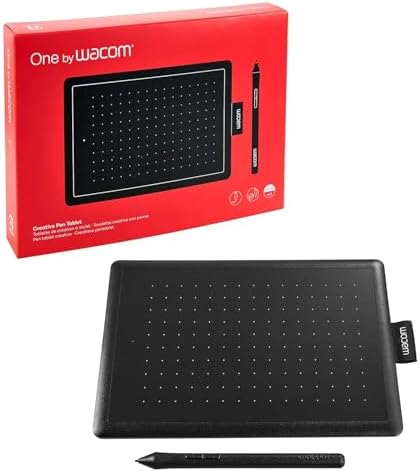 One by Wacom CTL-472/K0-CX Digital Drawing Graphics Pen Tablet (Red & Black) Small (6-inch x 3.5-inch)(15x8cm) | Battery Free Cordless Pen with 2048 Pressure Level