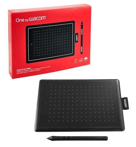 One by Wacom CTL-472/K0-CX Digital Drawing Graphics Pen Tablet (Red & Black) Small (6-inch x 3.5-inch)(15x8cm) | Battery Free Cordless Pen with 2048 P