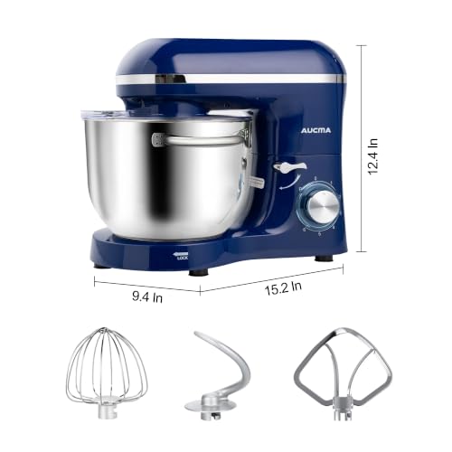Image of Aucma Stand Mixer,6.5-QT 660W 6-Speed Tilt-Head Food Mixer, Kitchen Electric Mixer with Dough Hook, Wire Whip & Beater (Royal Blue, 6.5QT)