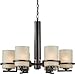 Forte Lighting 2405-06-32 Chandelier with Umber Linen Glass Shades, Antique Bronze