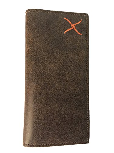 Twisted X Brown Leather Rodeo Wallet with Embroidered Orange Logo