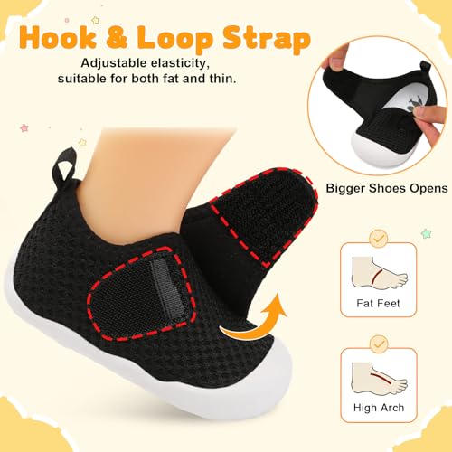 Image of FEETCITY Baby First Walking Shoes Wide Baby Shoes Infant Sneakers Newborn Crib Shoe Barefoot Lightweight Slip On Shoe