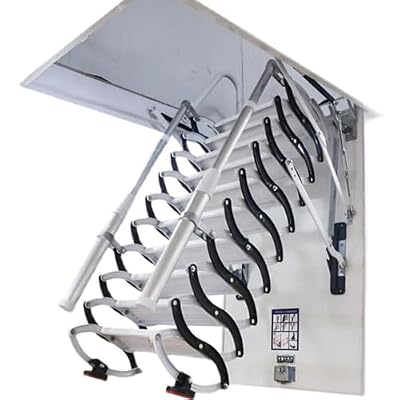 Electric Attic Ceiling Ladder Extended Telescopic Stairs Non-Slip Invisible Folding Ladder with Telescoping Armrests Telescoping Ladder Wall Mount Attic (Color : B, Size : 70x120cm/27.5x47in)