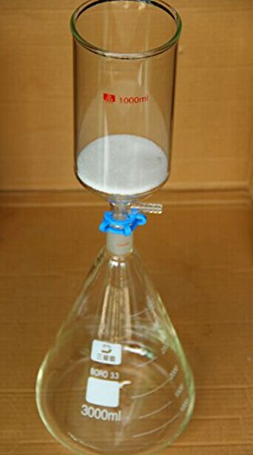 Aparato de filtración al vacío de 3000 ml, dispositivos de filtración al vacío, juego de filtración, frasco Erlenmeyer + embudo de filtro (3#), juego de cristalería de laboratorio