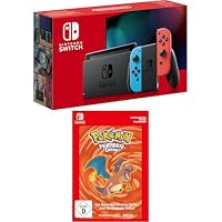 Nintendo Switch-Konsole Neon-Rot/Neon-Blau + Pokémon Feuerrote Edition - Download Code – Ansicht 1