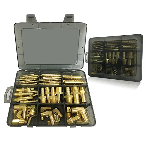 Legines Brass Hose Barb Fittings Assortment Kits, Splicer + Male Coupler + 90 Degree Male Elbow, 65 Pcs #TOP2