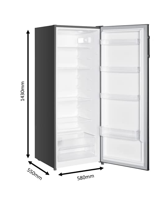 Cookology CTFR240IX Tall Freestanding Larder Fridge 240 Litre, 143cm High and 55cm Wide with 5 Adjustable Shelves and Reversible Door - In Inox - Image 3